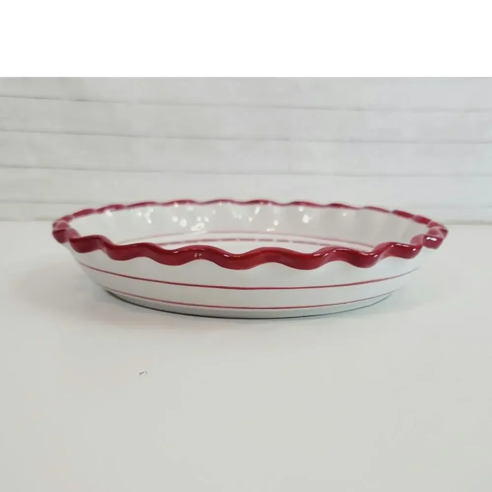 Crate & Barrel Cherry Pie Dish Exclusive Design by Mesa Ruffled 10